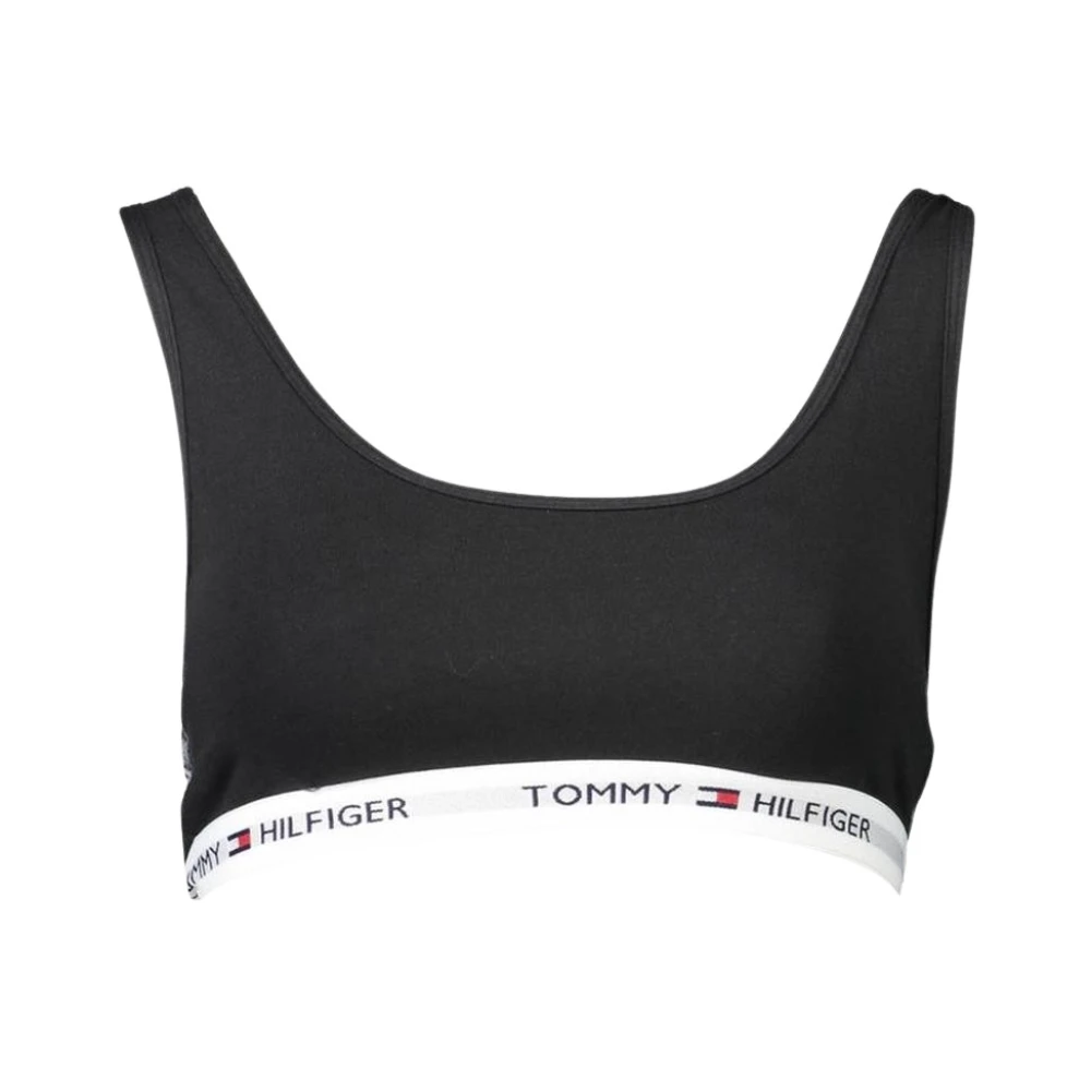 Tommy Hilfiger Women's Black Cotton Bralette Scoop Neck Sleeveless
