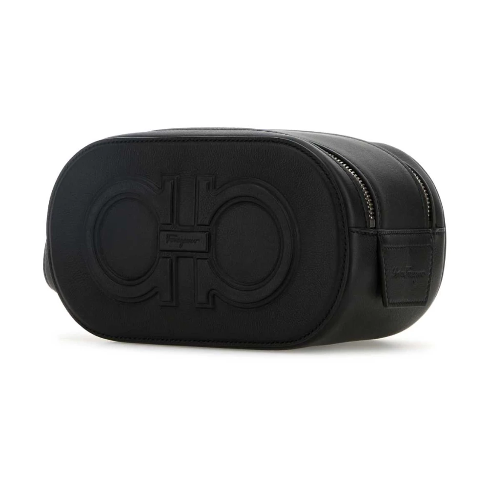 Salvatore Ferragamo Stijlvolle zwarte leren handtas Black Heren