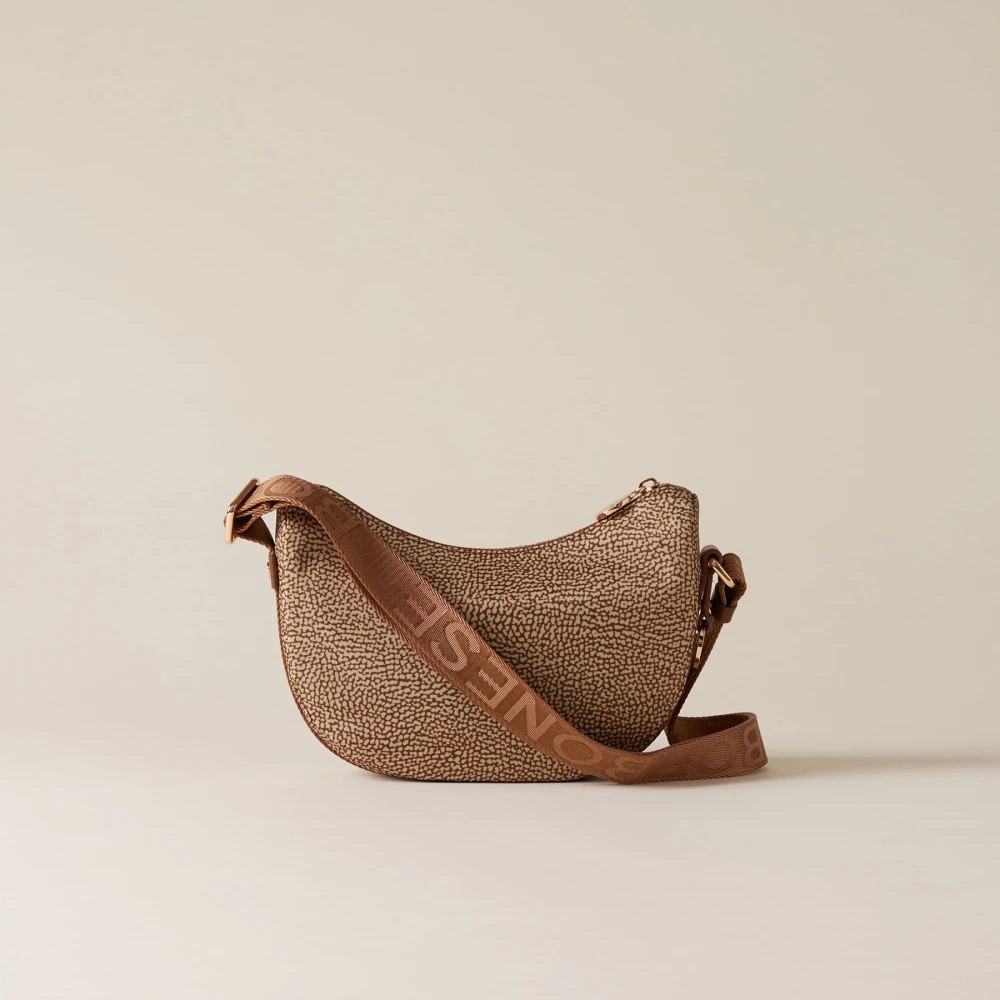 Borbonese Eco Line OP Bedrukte Stof Tas Brown Dames