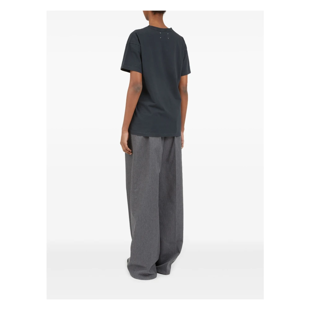 Maison Margiela Geborduurd katoenen T-shirt in Beluga grijs Gray Heren