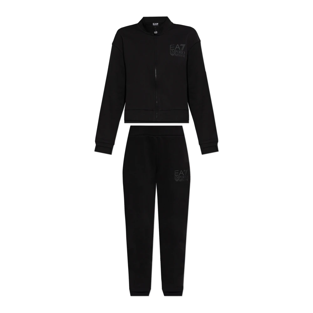 Emporio Armani EA7 Trainingspak set: sweatshirt en broek Black Dames