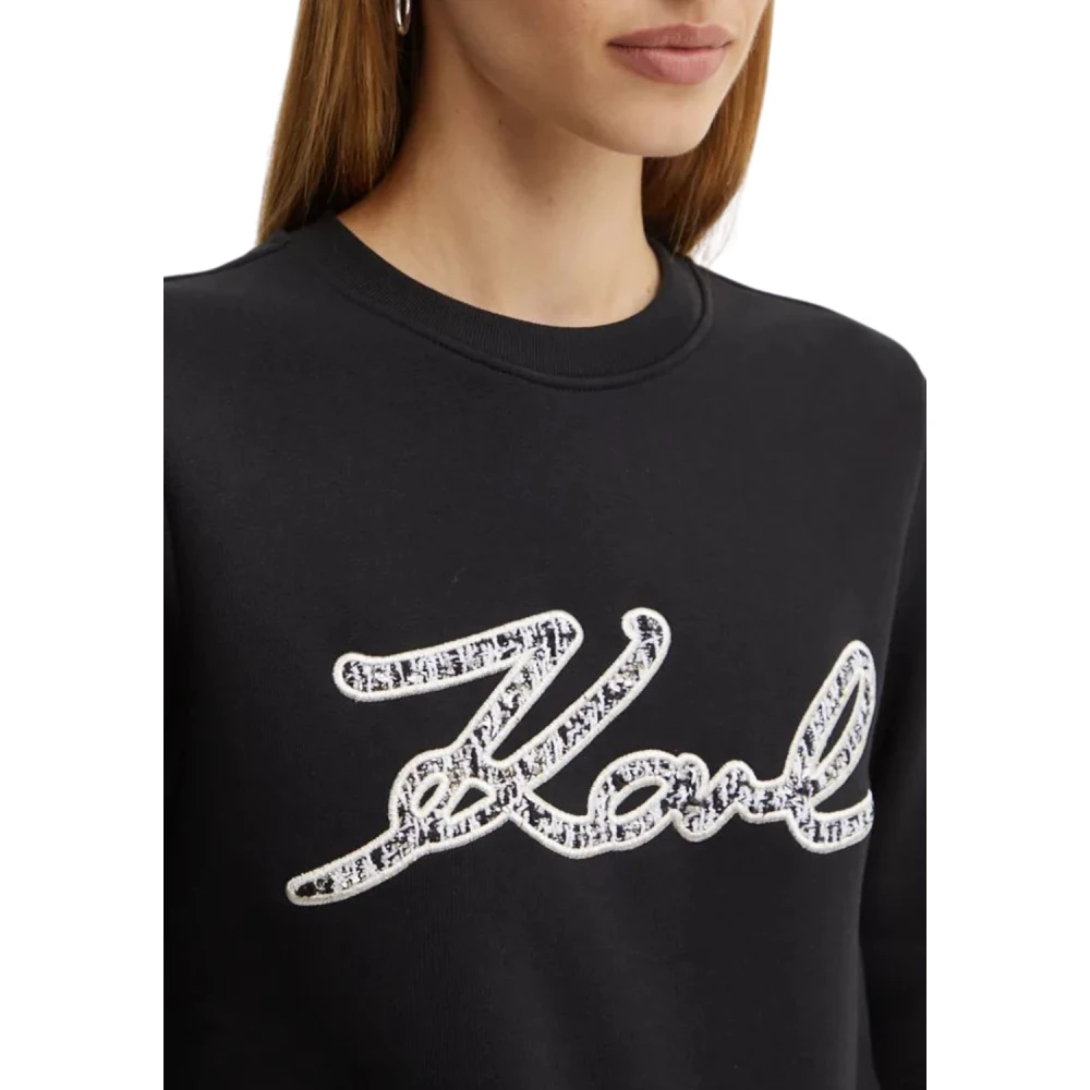 Karl Lagerfeld Punt boucle handtekening sweat 246w1812 Black Dames