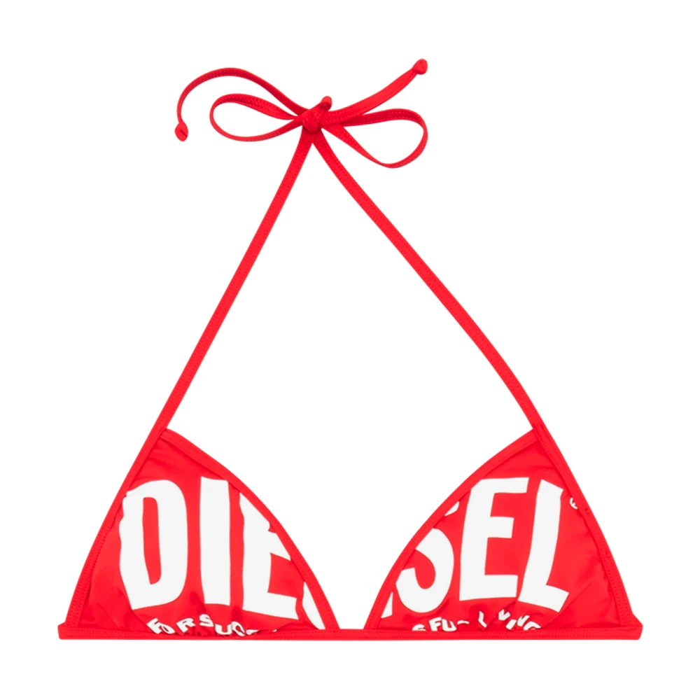 Diesel Triangle bikini top with oversized logo Red Dames