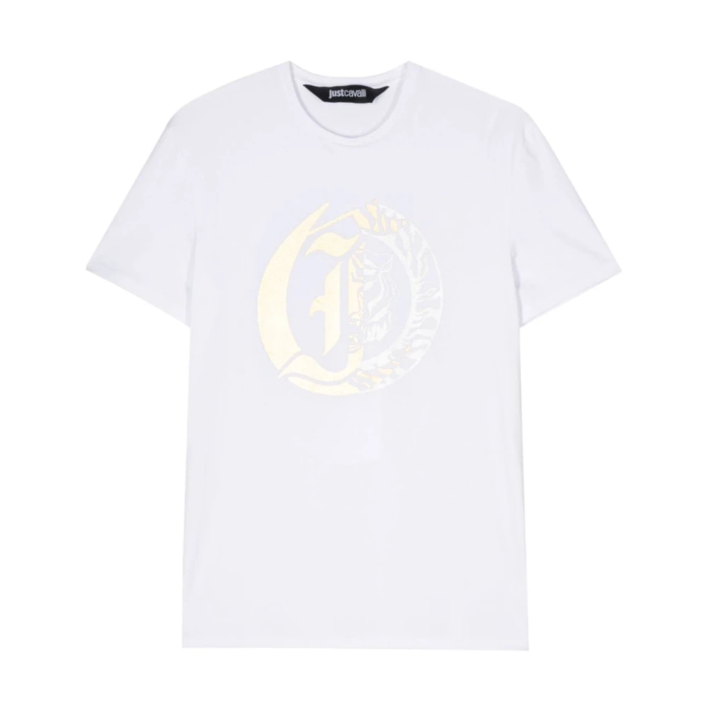 Just Cavalli Wit Katoen Logo Print T-shirt White Heren