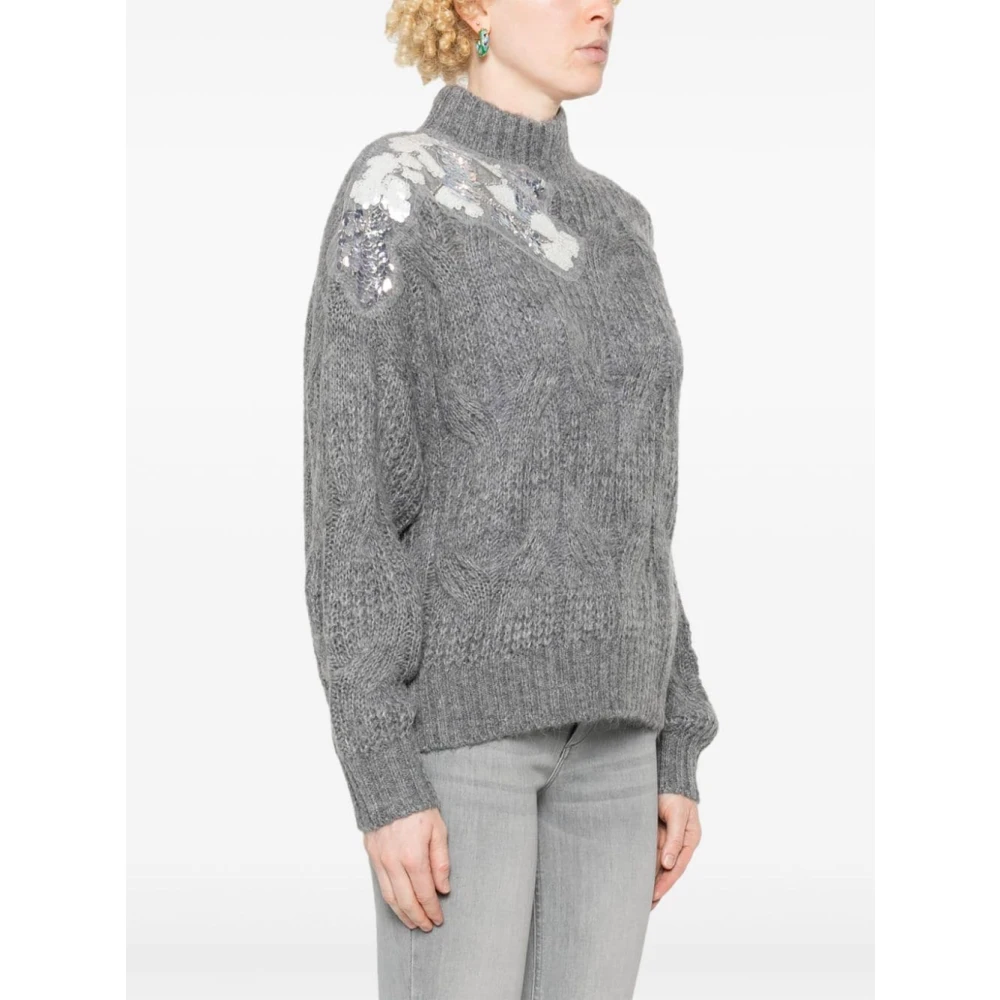 Liu Jo Grijze Kabeltrui met Pailletten Gray Dames