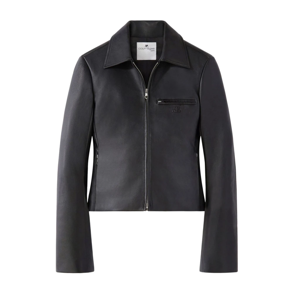 Courrèges Zwarte Logo Jas Ritszakken Black Dames