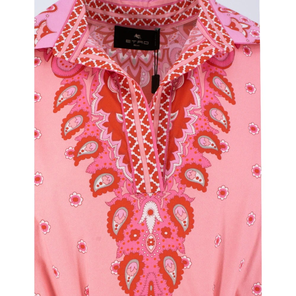 ETRO Bloemen Paisley Midi Jurk Pink Dames