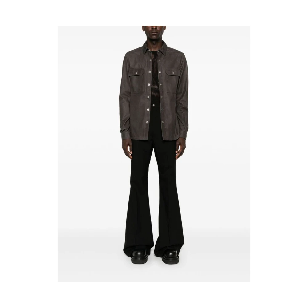 Rick Owens Klassieke leren buitenkleding antraciet grijs Gray Heren