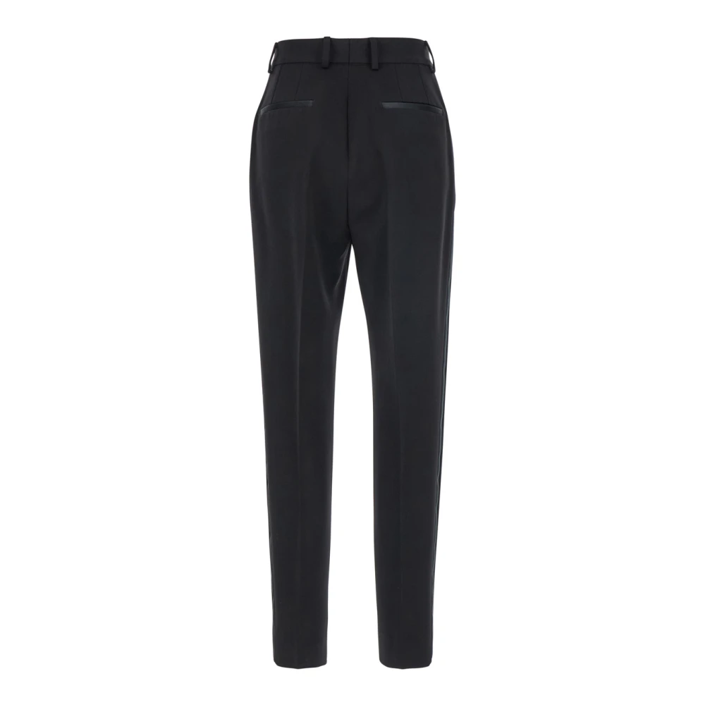 Dolce & Gabbana Zwarte Hoge Taille Wollen Broek Black Dames