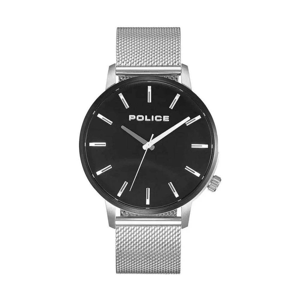 Police Men's Gray Watches, One Size, Watch Black Silver Stainless Steel Bracelet