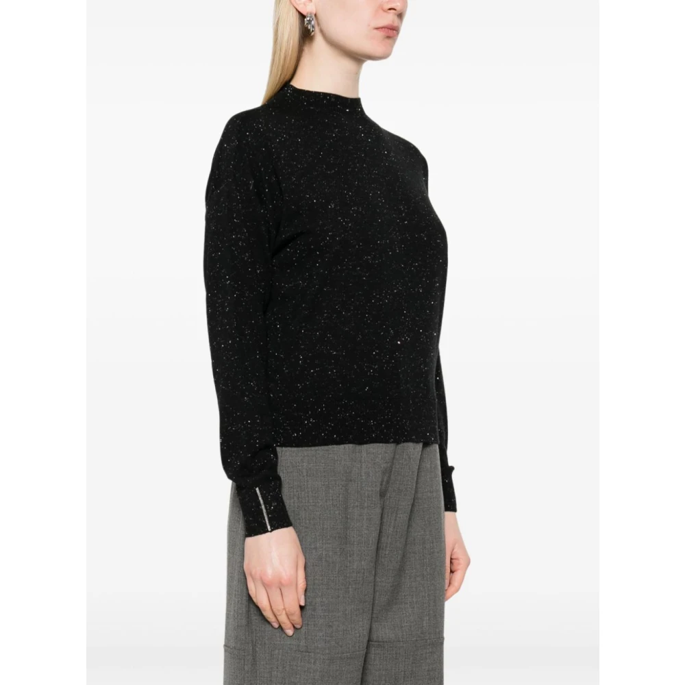 PESERICO Stijlvolle Gebreide Top Black Dames