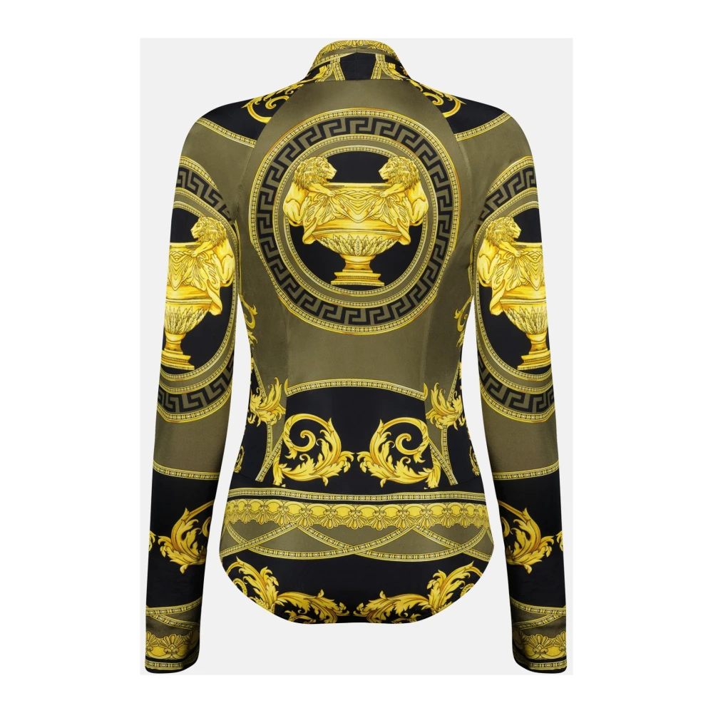 Versace Barocco Print V-Hals Longsleeve Top Yellow Dames