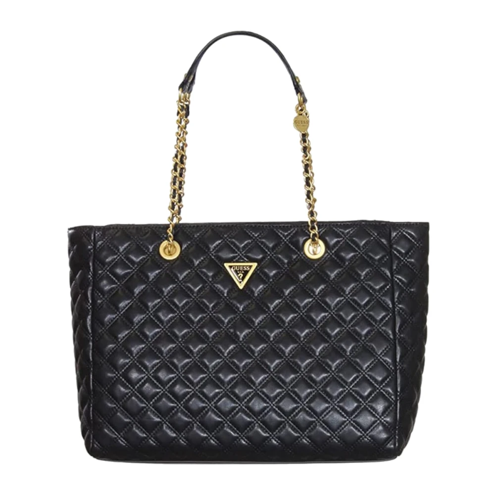 Guess Gewatteerde Zwarte Schoudertas met Logo Black Dames