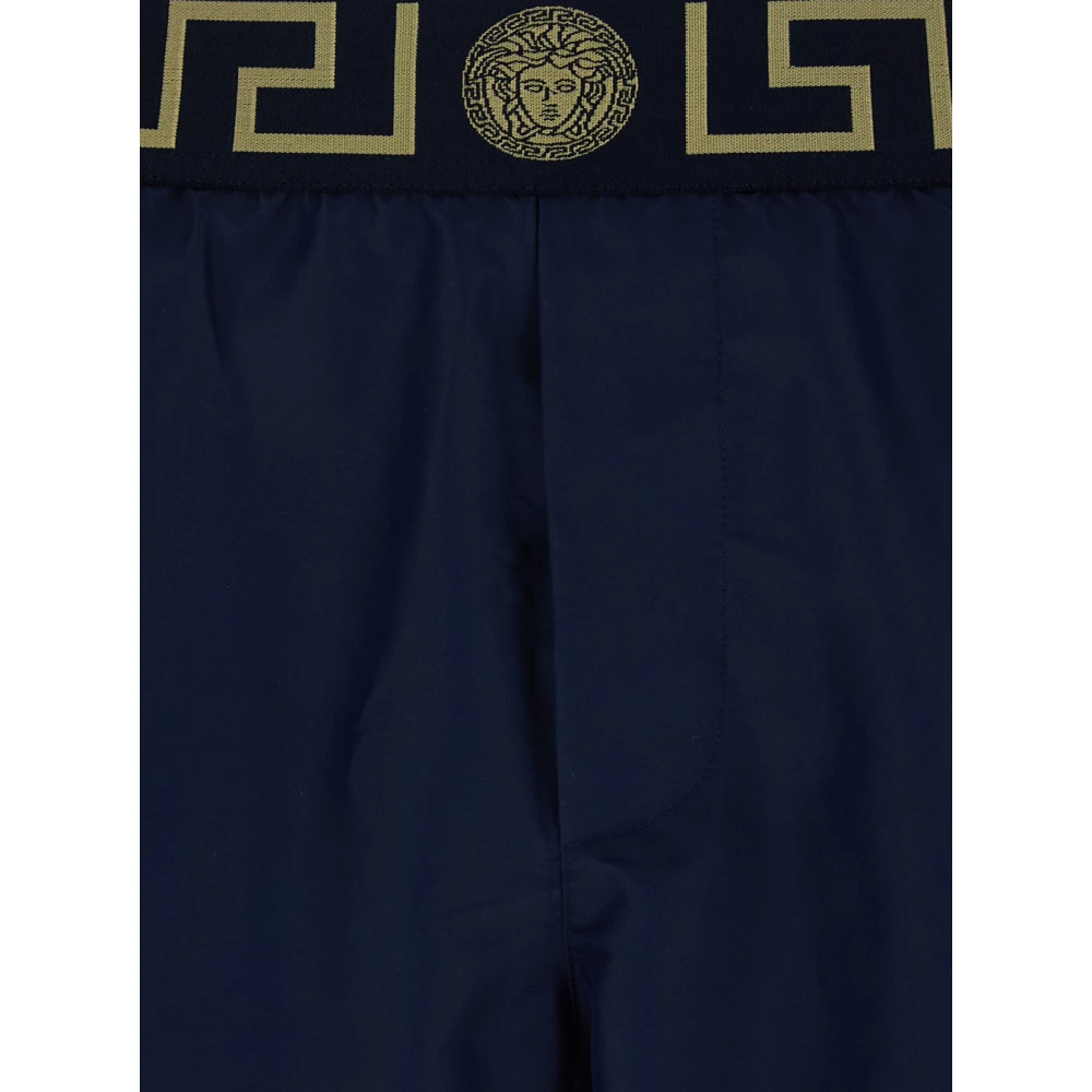 Versace Blauwe zwemshorts met Greca-detail Blue Heren