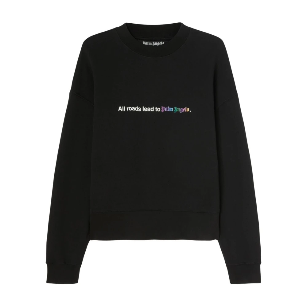Palm Angels Zwart slogan-print sweatshirt Black Heren