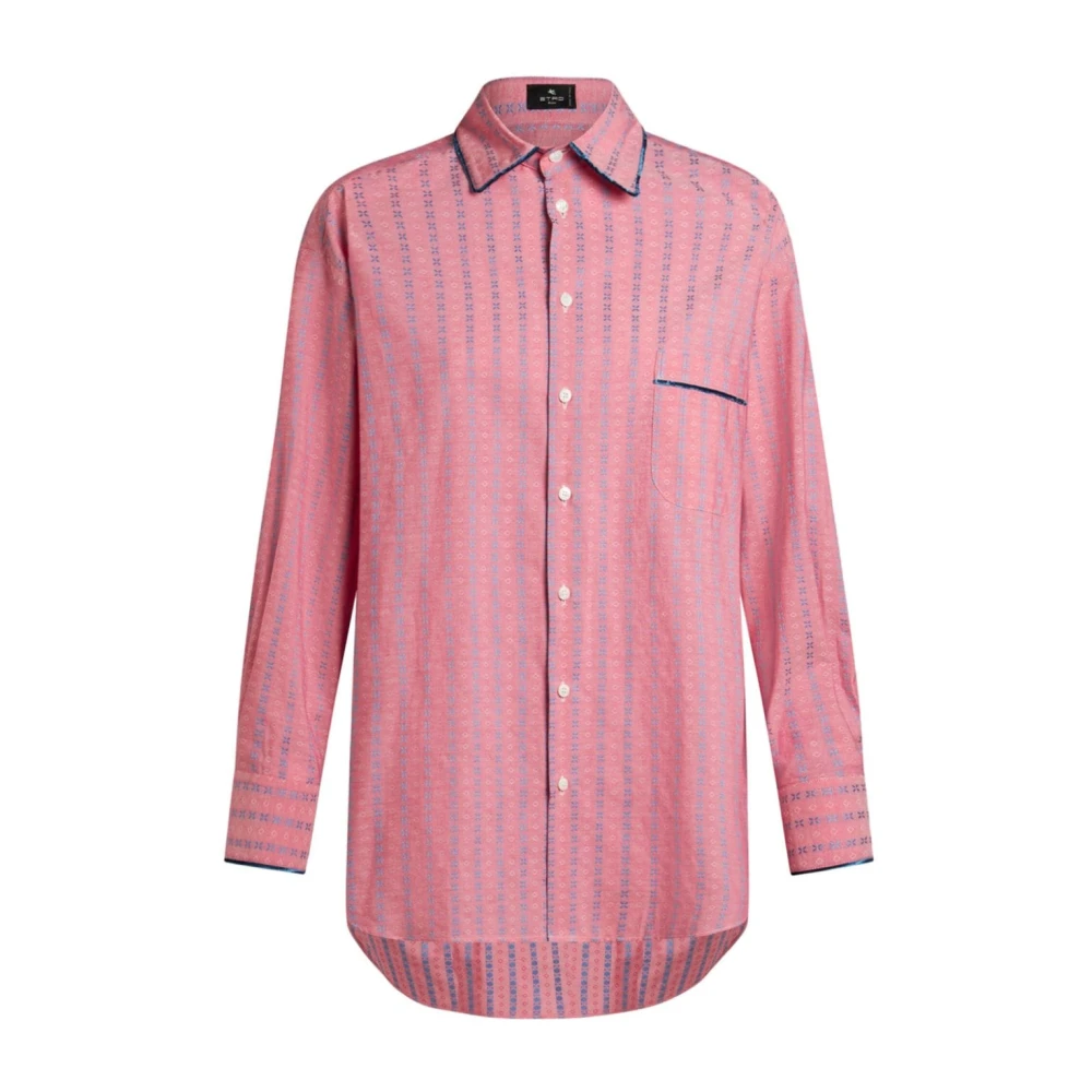 ETRO Roze Jacquard Overhemd met Contrasterende Afwerking Pink Dames