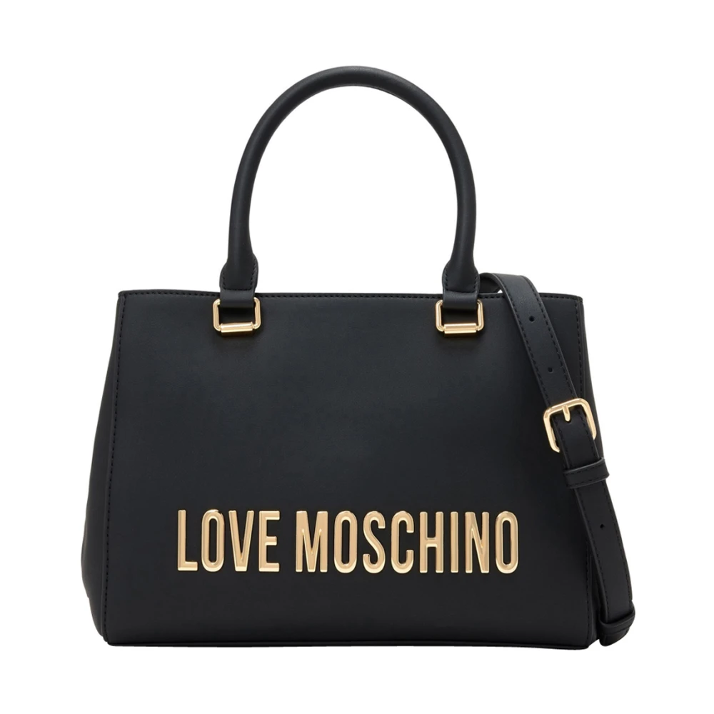 Love Moschino Trendig Svart Handväska med Magnetisk Stängning Black, Dam