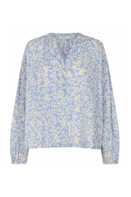 blue-v-neck-blouse-with-print