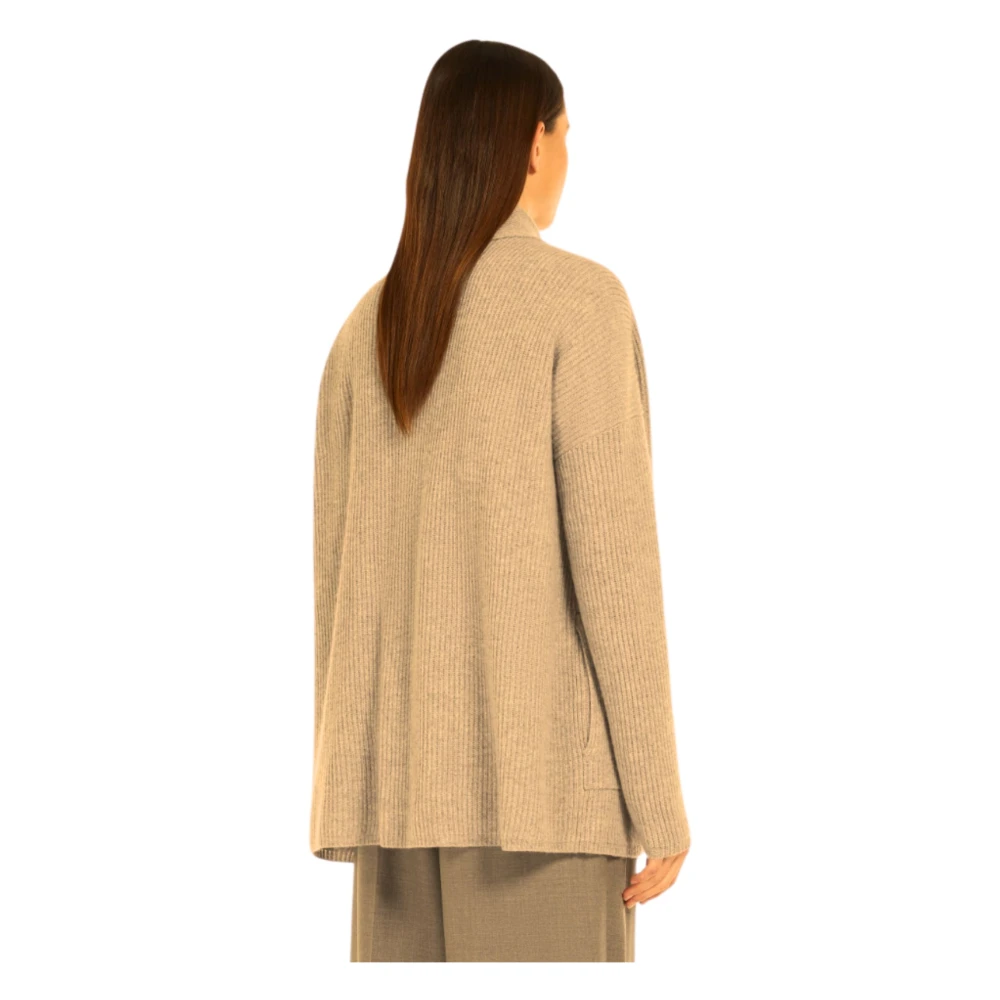 Max Mara Studio Beige Vest met Shawl Kraag Beige Dames
