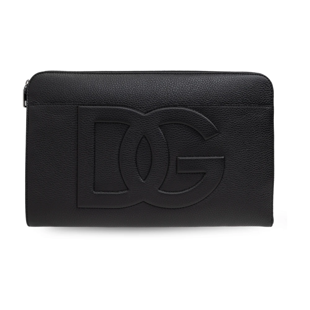 Dolce & Gabbana Zwarte Leren Schoudertas met Logo Black Heren