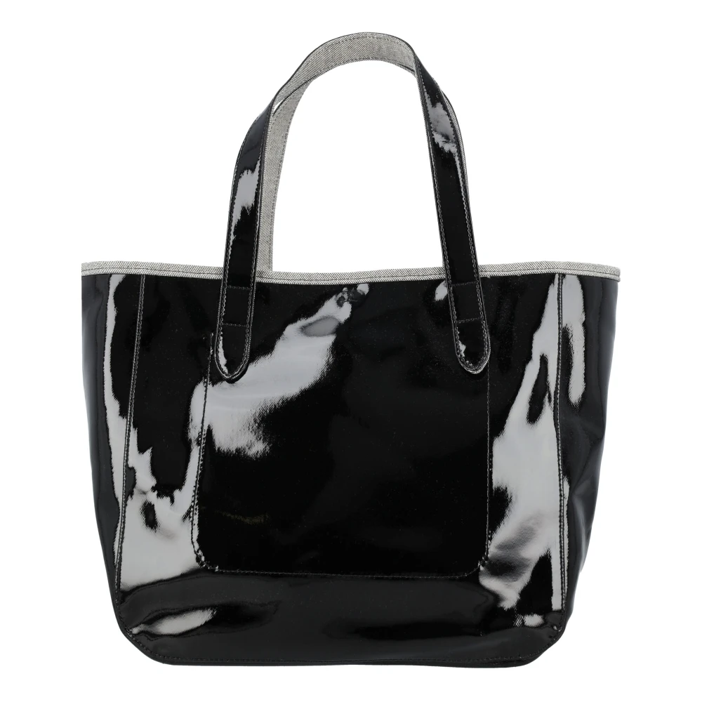 JW Anderson Zwarte Gecoate Denim Tote Tas Black Dames