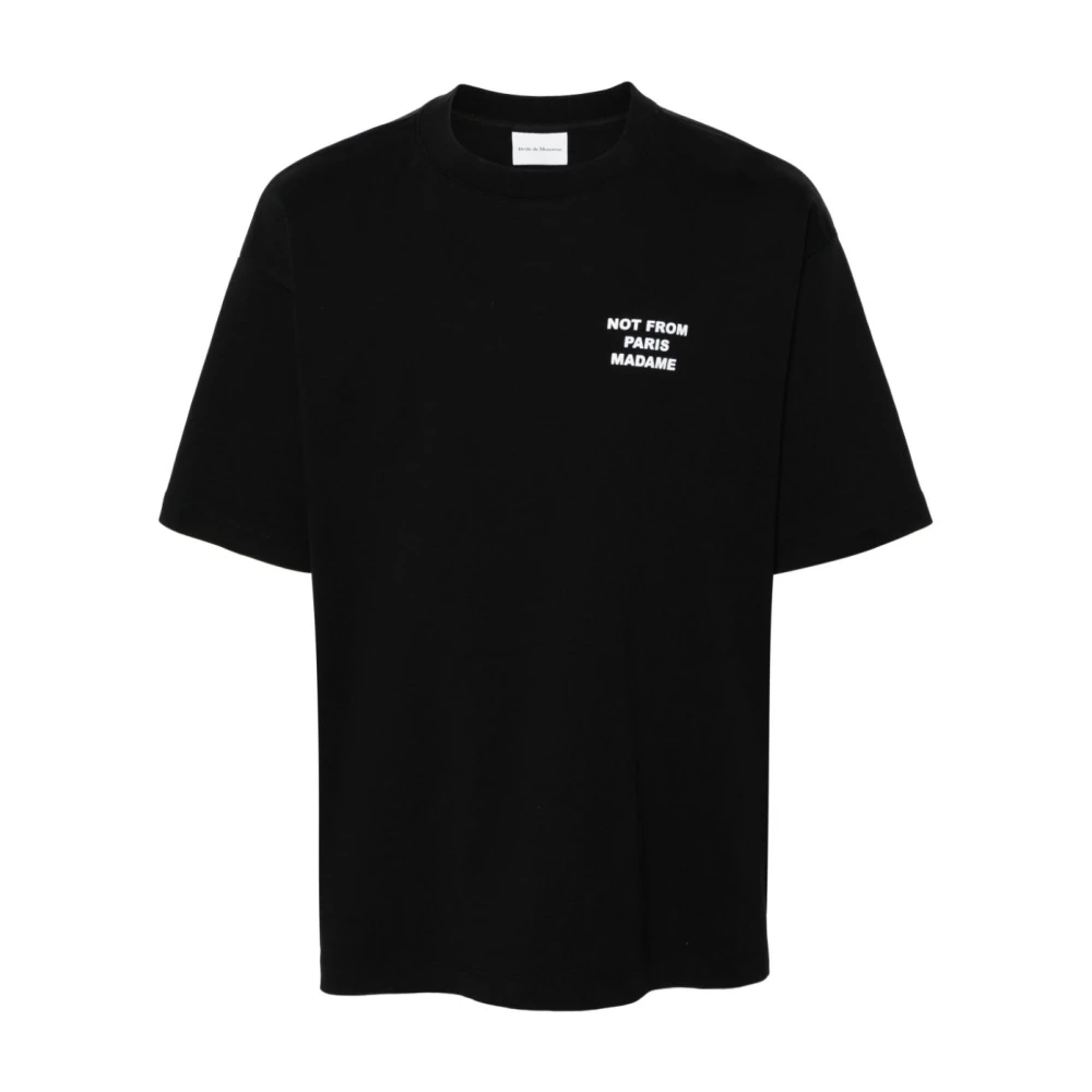 Drole de Monsieur Zwart Katoenen Logo T-shirt Black Heren