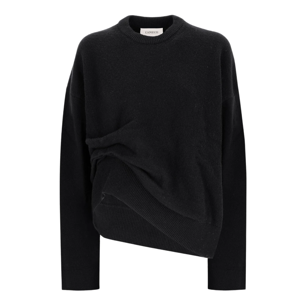 Laneus Asymmetrische Crewneck Trui Black Dames