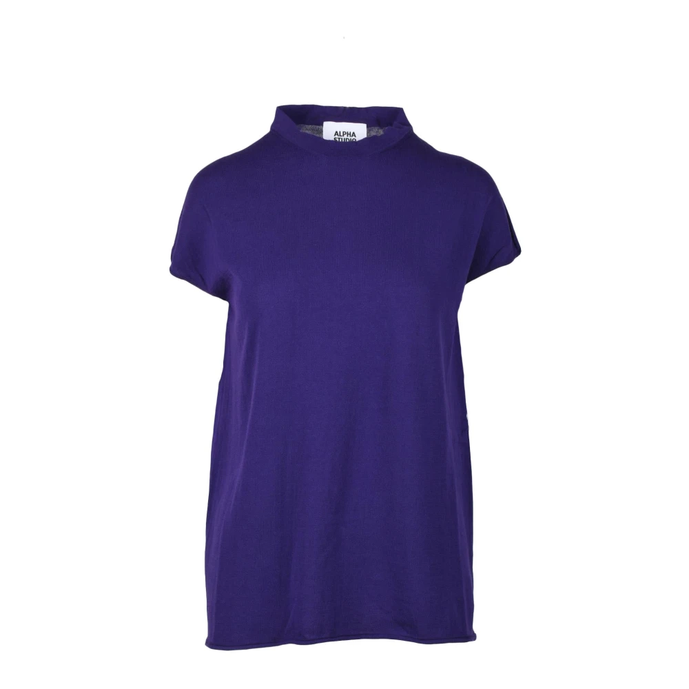 Alpha Studio Katoenen Gebreide Top Purple Dames