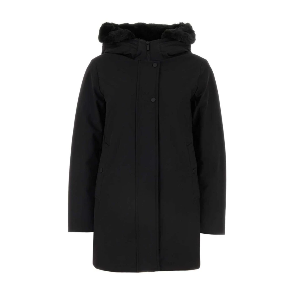 Woolrich Zwarte Parka Jas met Gewatteerd Ontwerp Black Dames