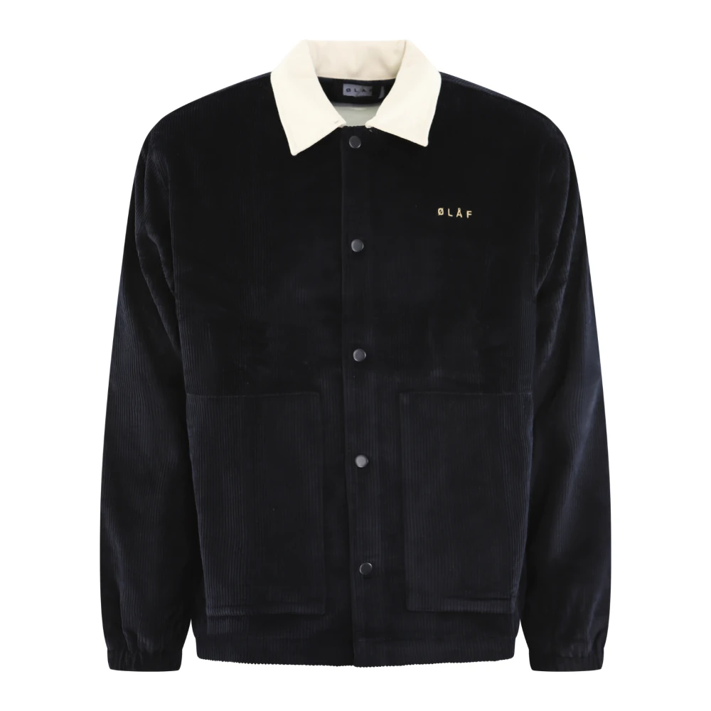 Olaf Hussein Corduroy Coach Jacket Blue, Herr