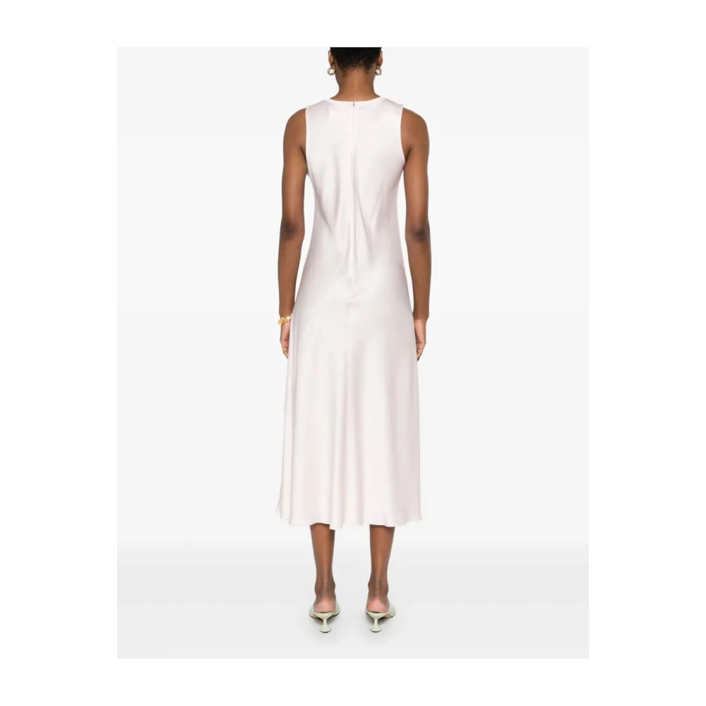Forte Satijnen Ronde Hals Jurk Beige Dames