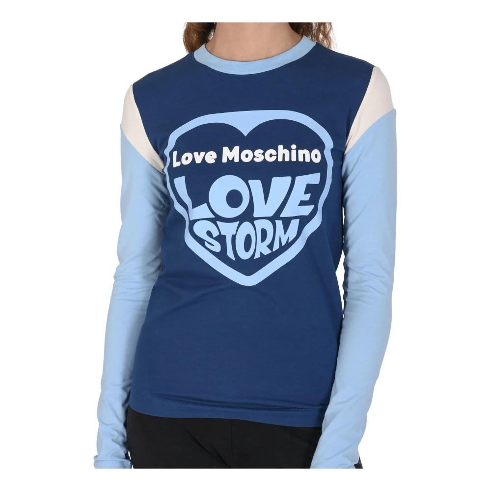 Love Moschino Kleurrijk Katoenen T-shirt Blue Dames
