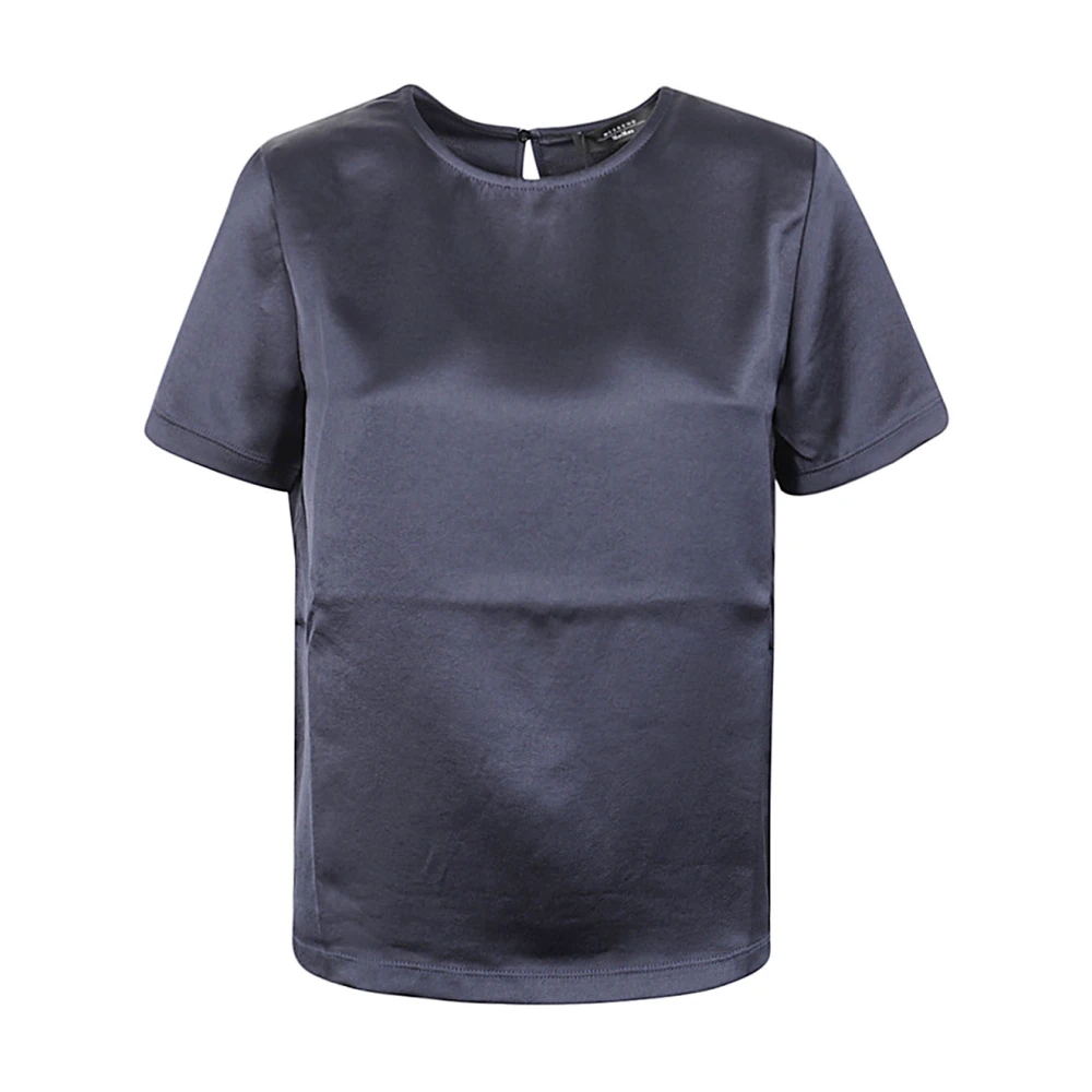 Max Mara Weekend Blauwe Fluid Lyocell Jersey T-shirt Blue Dames