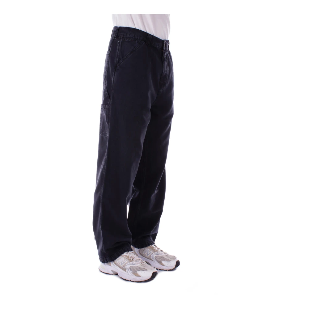 Carhartt WIP Zwarte Logo Broek met Zakken Black Heren