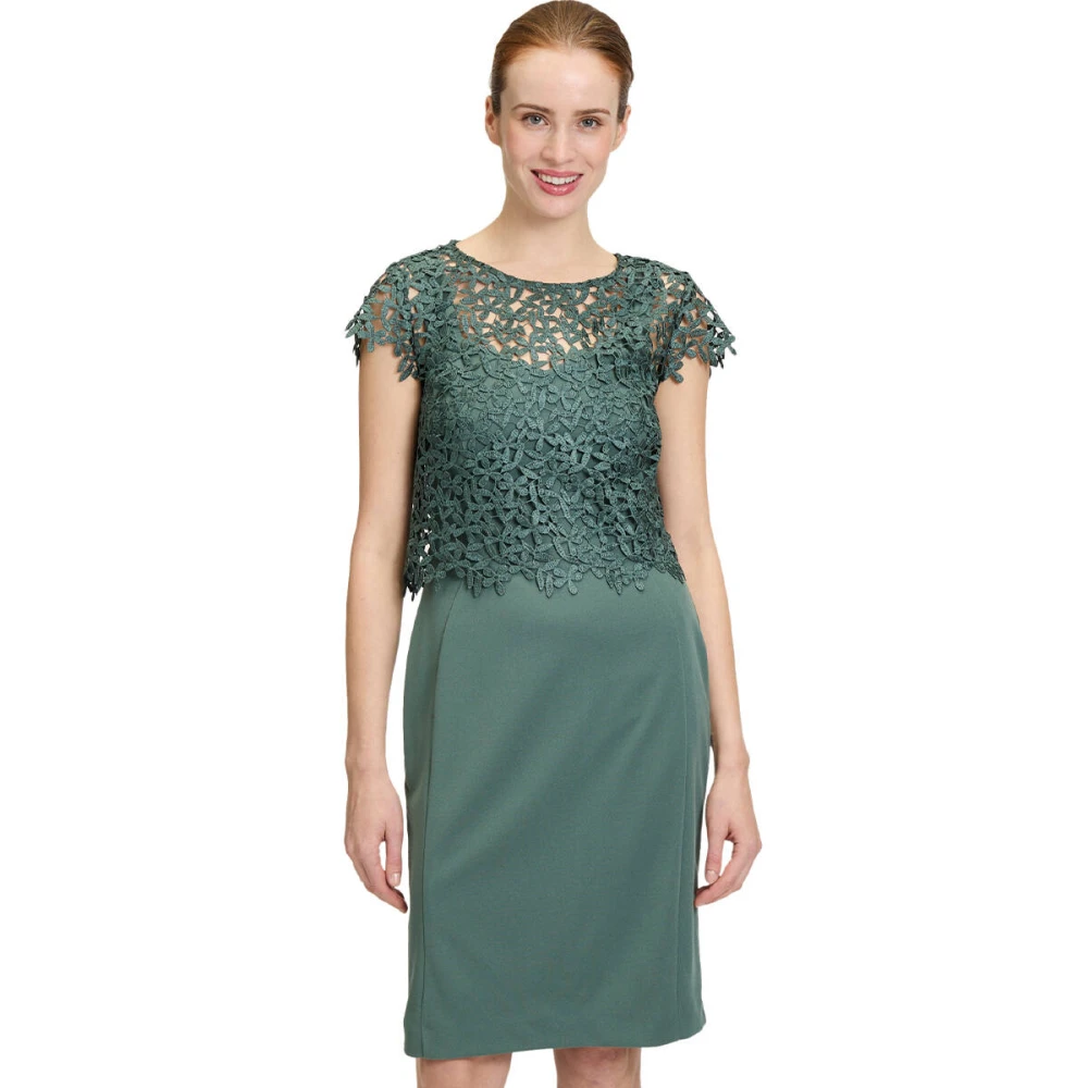 Vera Mont Korte Mouw Jurk Green Dames