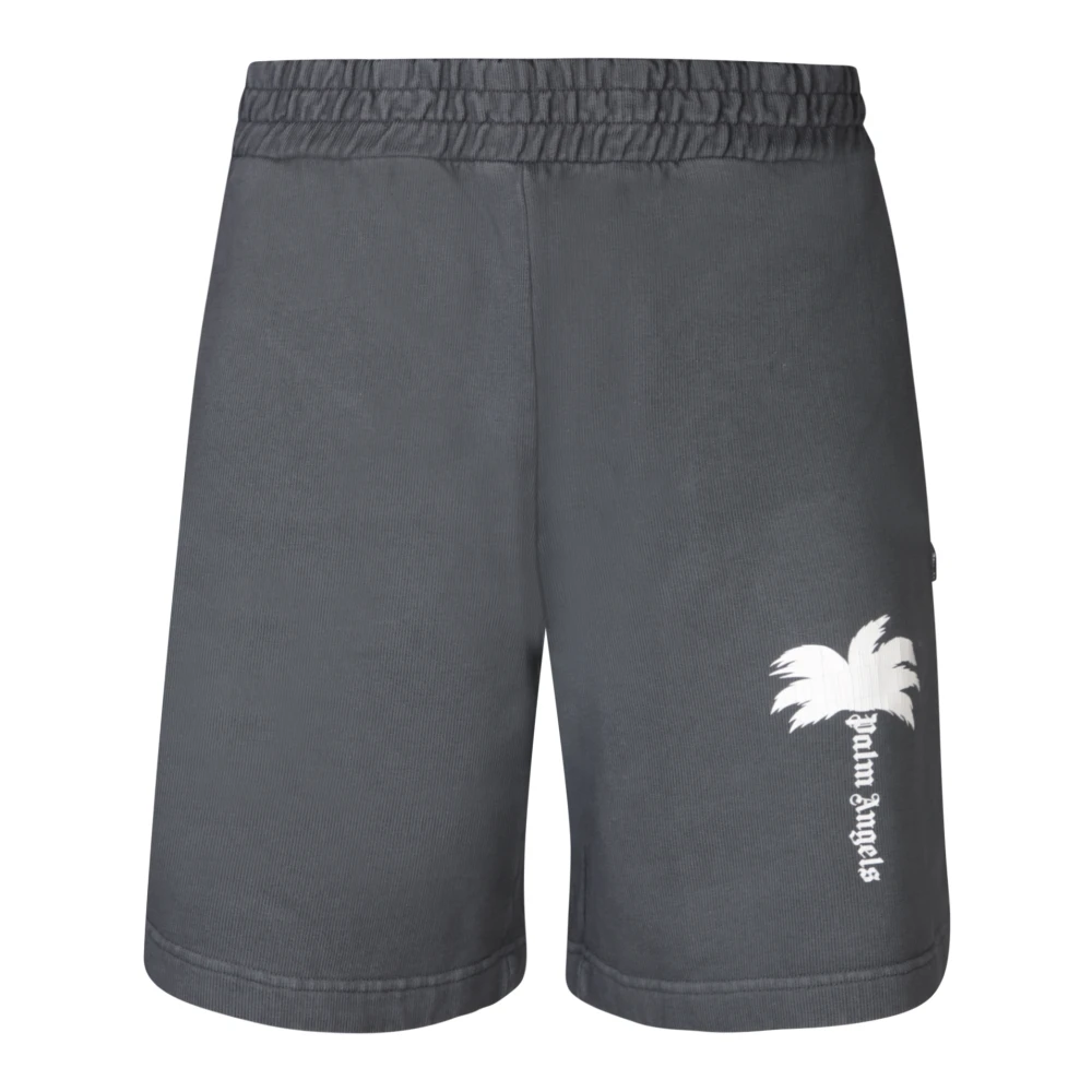 Palm Angels Grijze Shorts Elastische Taille Zakken Gray Heren