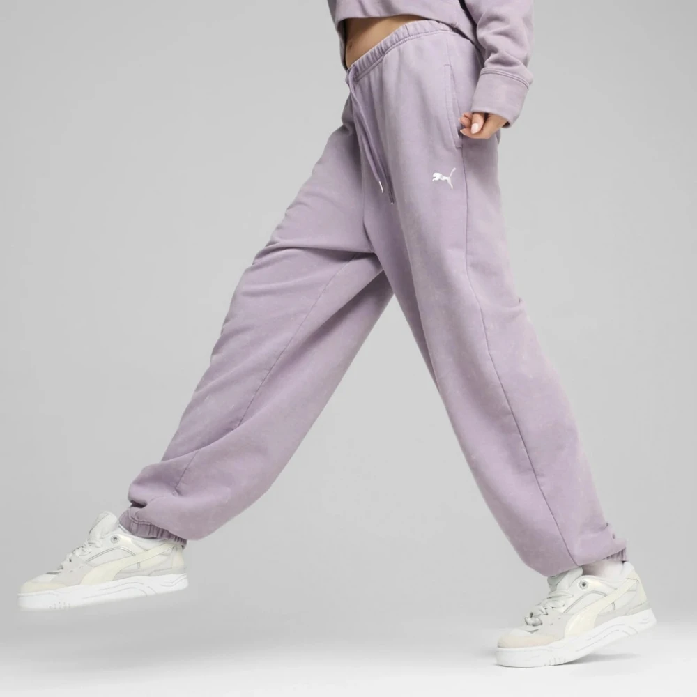 Puma Relaxed Gewassen Denim Broek Purple Dames