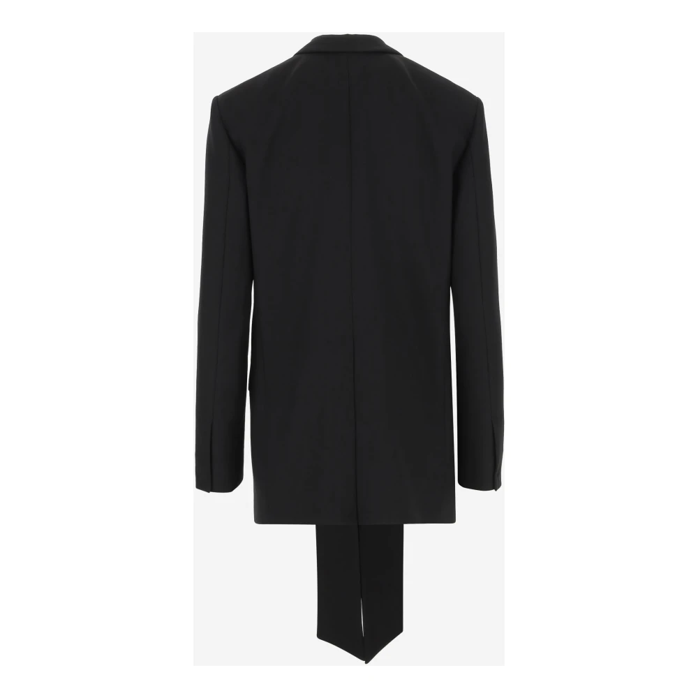 pinko Satin Kraag Wollen Jas Black Dames