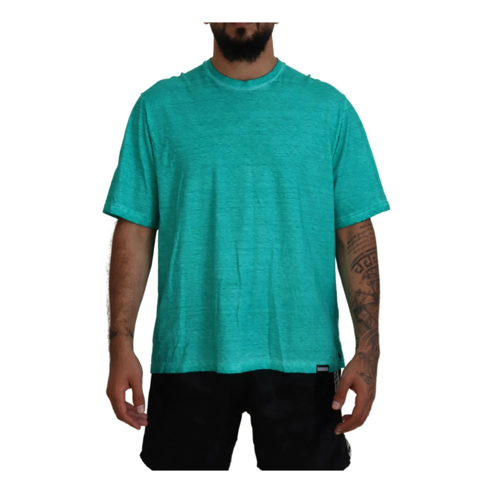 Dsquared2 Lichtgroene Katoen Linnen T-shirt Green Heren