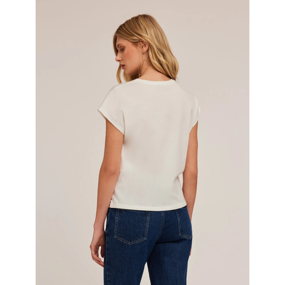 Motivi Kimono T-shirt met tule borduurwerk White Dames