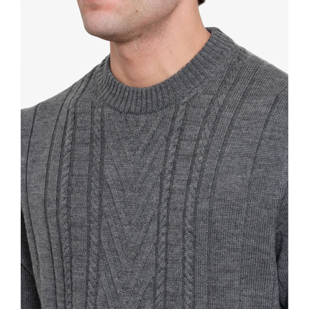 Paolo Pecora Merino wollen trui met geribbeld patroon Gray Heren