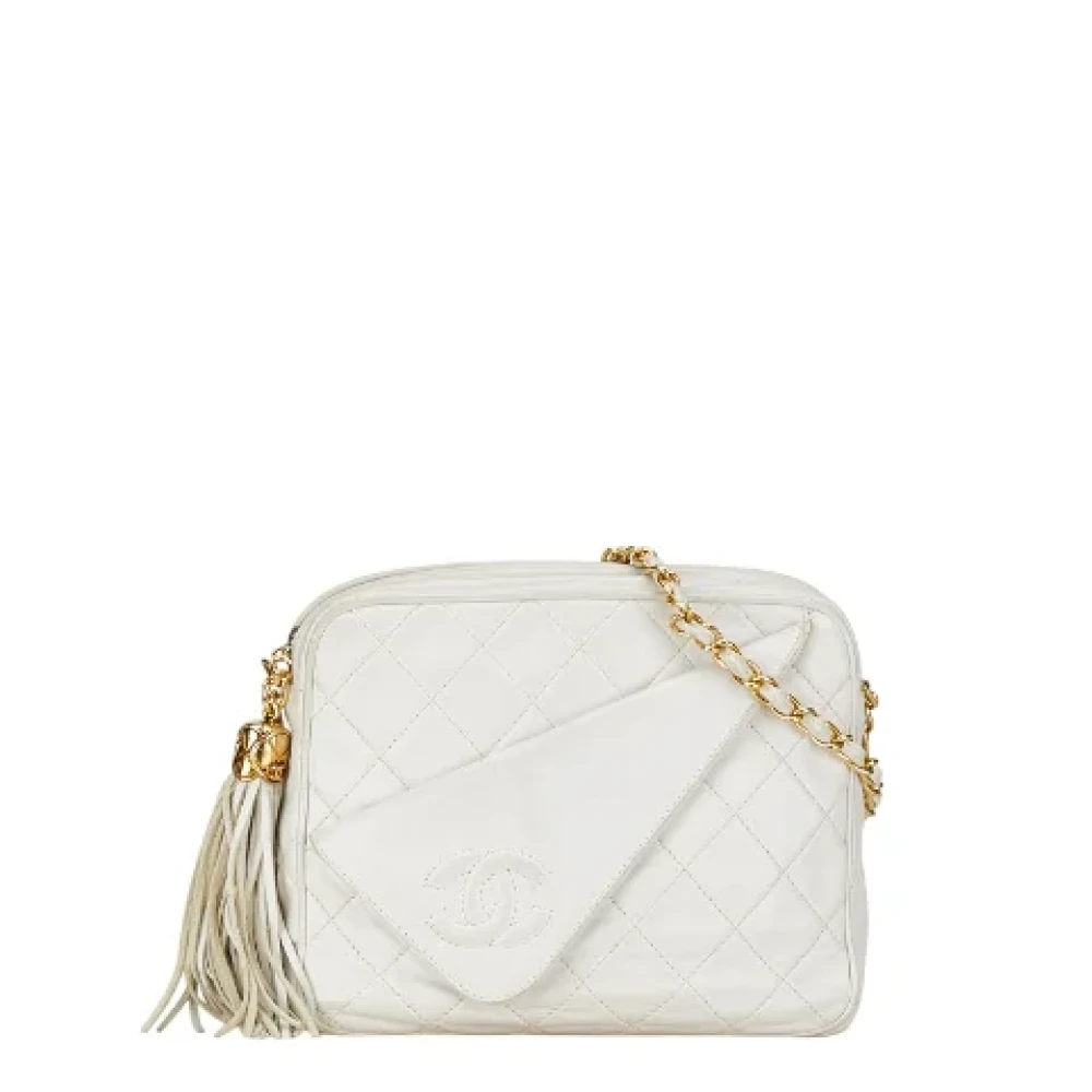 Chanel Vintage Pre-owned Leather crossbody-bags White Dames