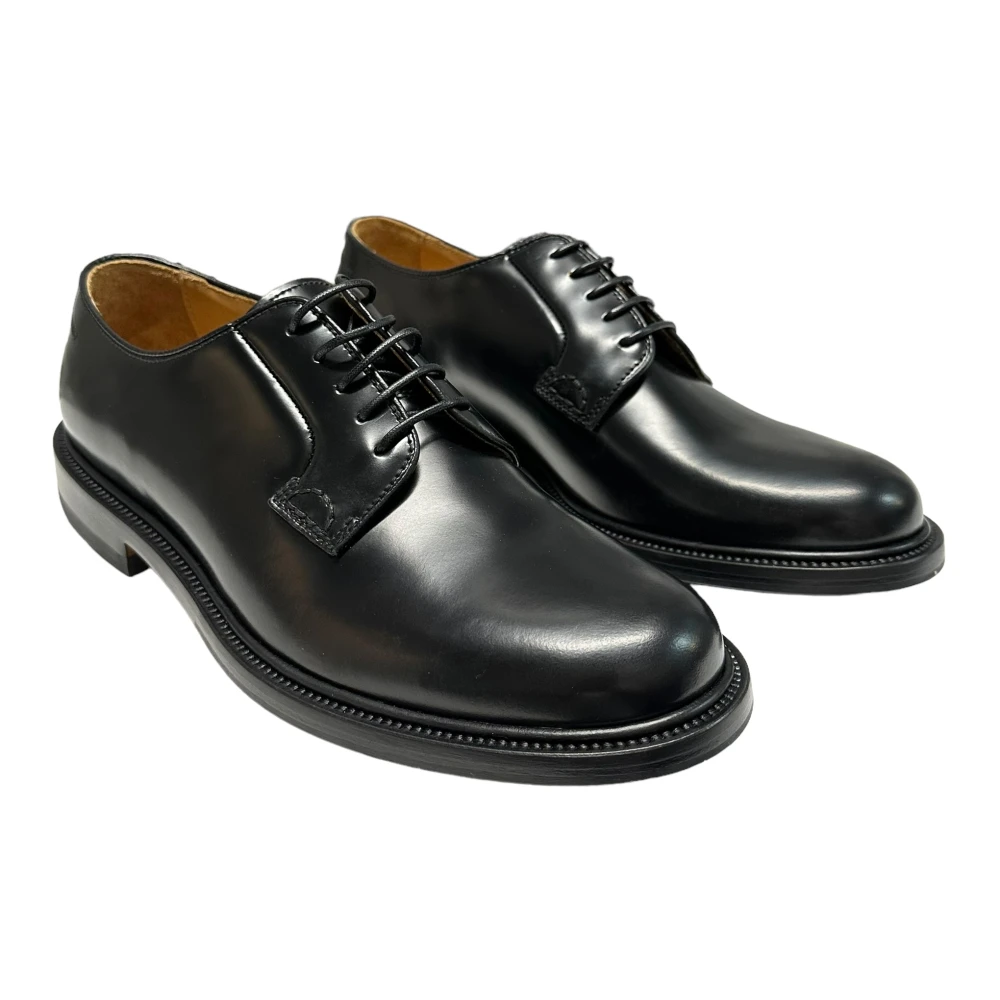 Mille885 Leren veterschoenen met rubberen zool Black Heren