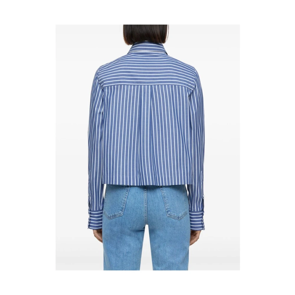 closed Navy Blue Button-Up Shirt Blue Dames