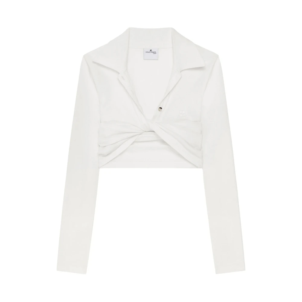 Courrèges Witte Twist Sweater met Brede Revers White Dames