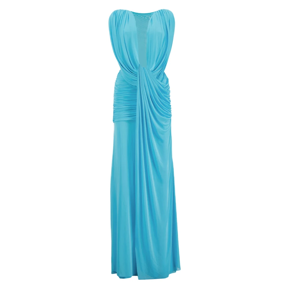 Christopher Esber Blue Gowns, Female, Xs, Encased Nature Draped Jersey Gown