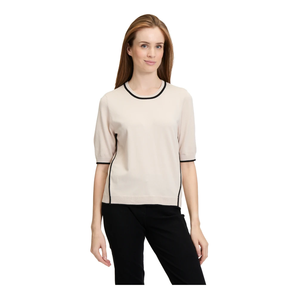 Betty Barclay Moderne Grafische Gebreide Trui Beige Dames