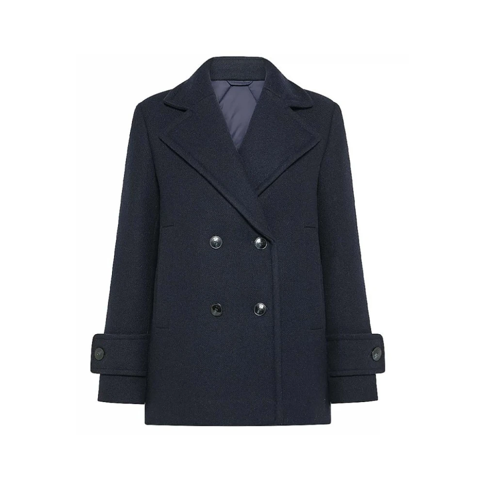 Seventy Blauwe Wollen Korte Jas Blue Dames
