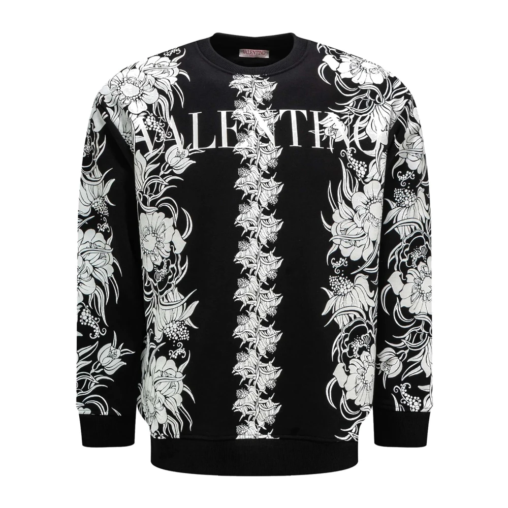 Valentino Zwarte Katoenen Sweatshirt met Bloemenprint Black Heren