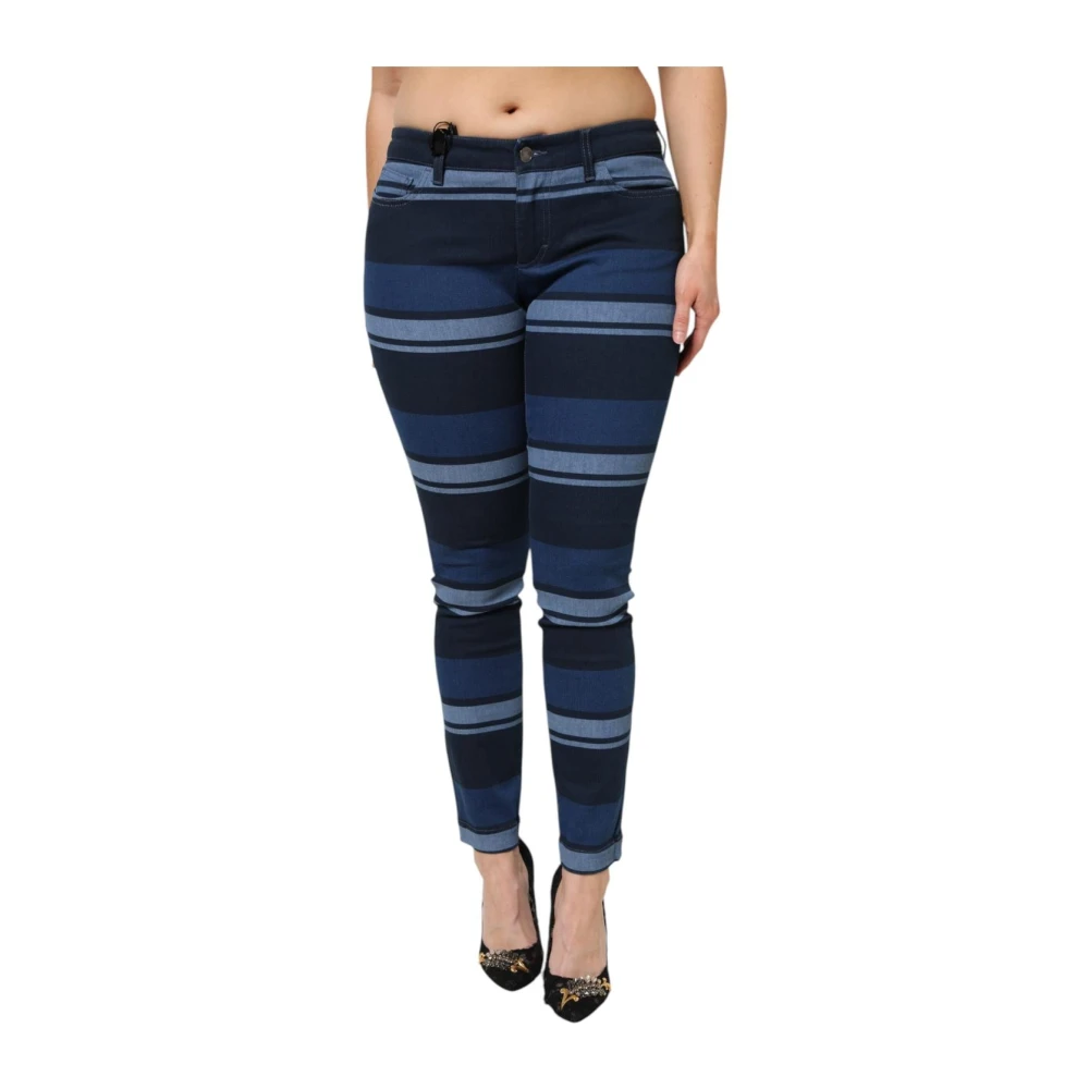 Dolce & Gabbana Women's Blue Striped Skinny Denim Jeans